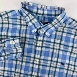Vineyard Vines Slim Fit Whale Shirt Men XXL Plaid Button Down Long Sleeve Cotton